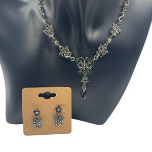 Beautiful Butterfly Necklace and Earring Set with Crystals